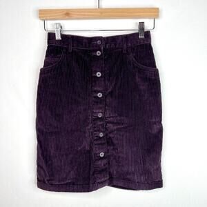 Vintage Eddie Bauer Dark Purple Corduory Button Front Skirt